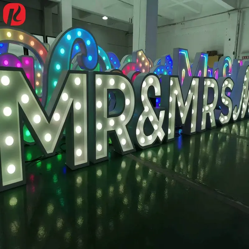 Custom Marquee Bulb Letter Signs — Free-Standing Metal Bubble Letters for Wedding, Events & Rental Business