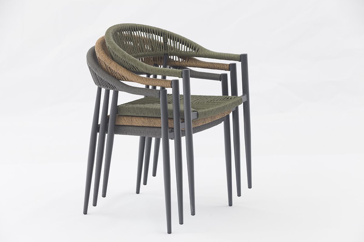 Outdoor dining stackable aluminum rattan bistro wicker chair 2