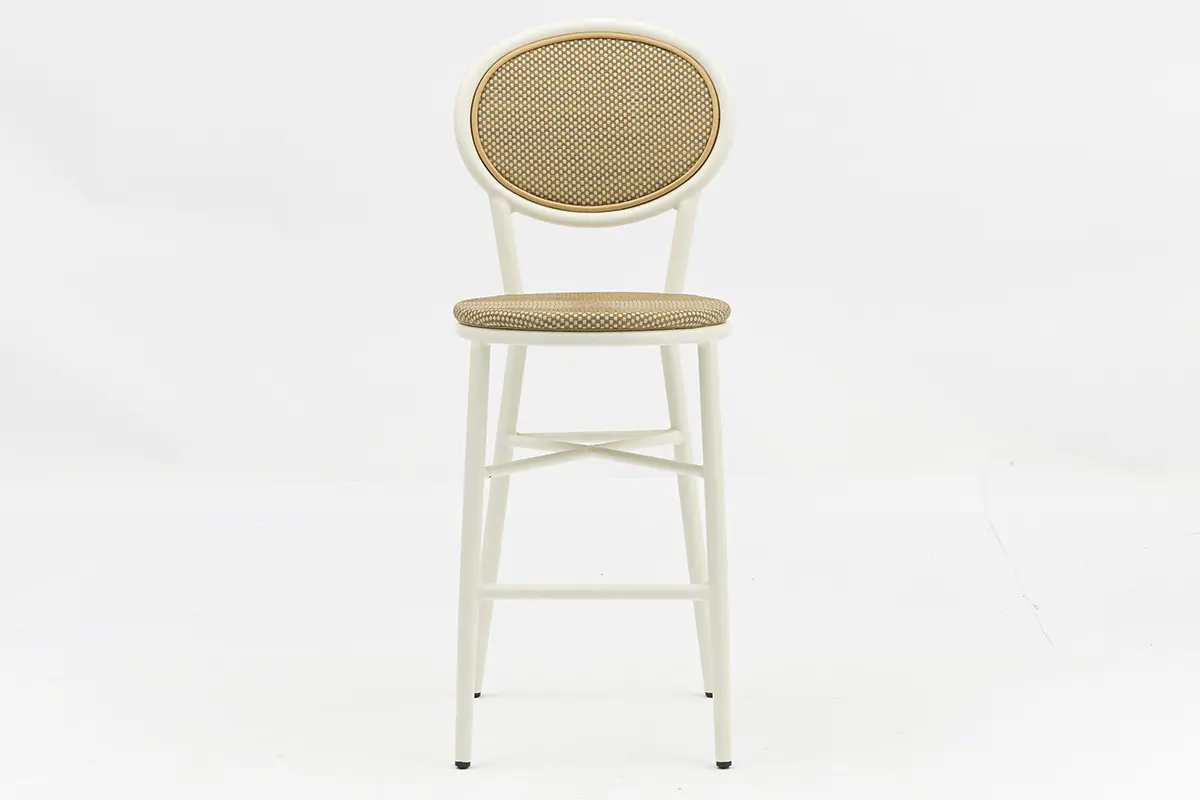 China Outdoor Aluminum Bar stool with Teslin Fabric Seat and Backrest ,Restaurant use AD512004+AD551010 Suppliers, Exporters