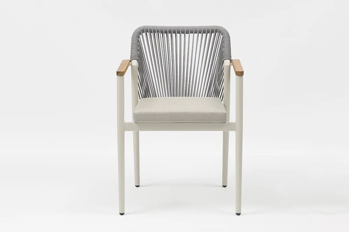 China Salta Modern Aluminum Olefin Rope Chair With Teak Armrests - AD942001 Supplier, Factory