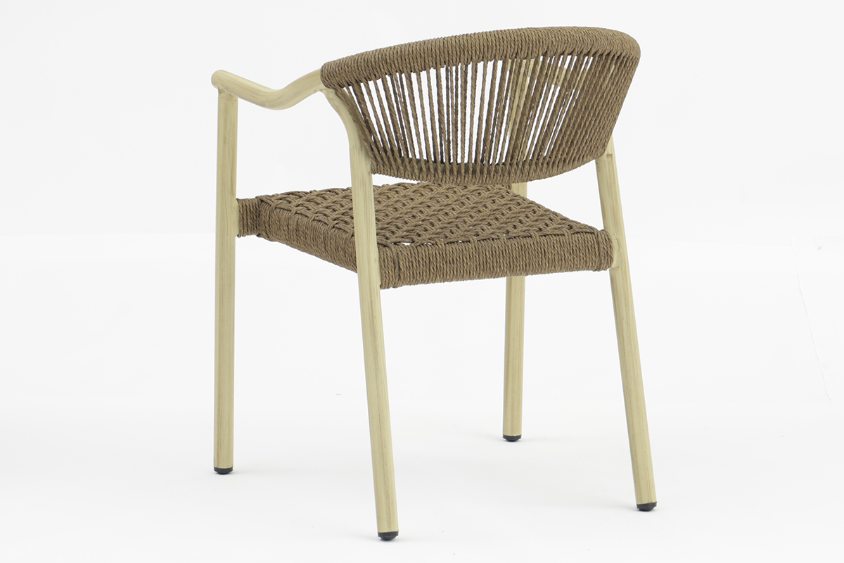 Outdoor dining stackable chair detail