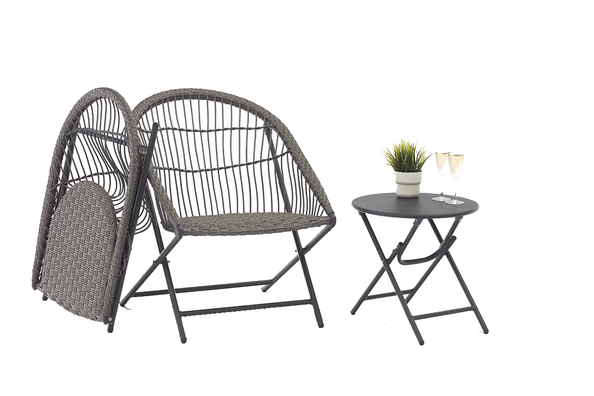 ADS Balcony 3-Piece Outdoor Furniture Set - Comfortable Balcony Chairs and Table