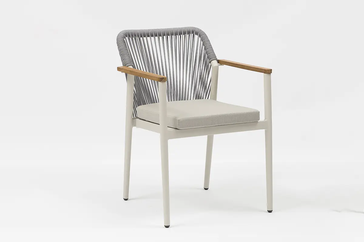 China Salta Modern Aluminum Olefin Rope Chair With Teak Armrests - AD942001 Supplier, Factory
