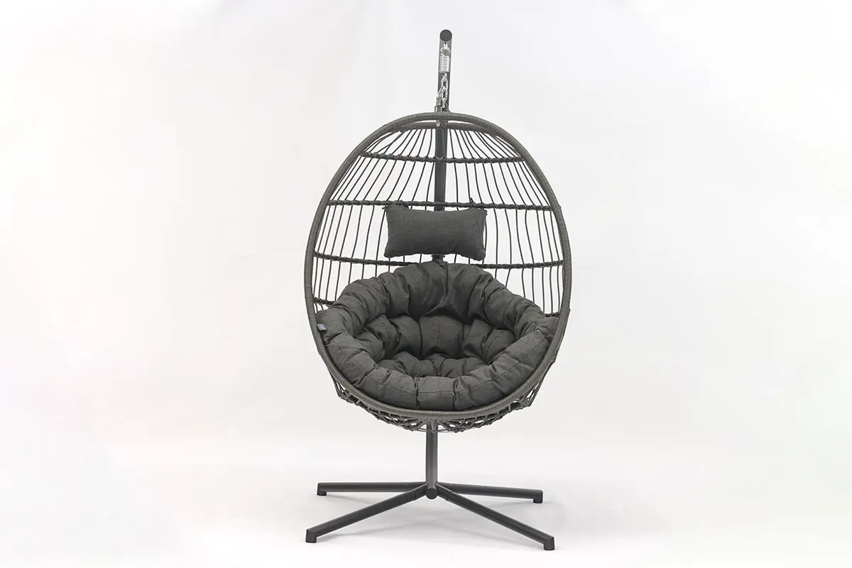 Famous Outdoor furniture Luxurious PE Rattan hanging chair with stand for garden AD698008-2 Suppliers, Company