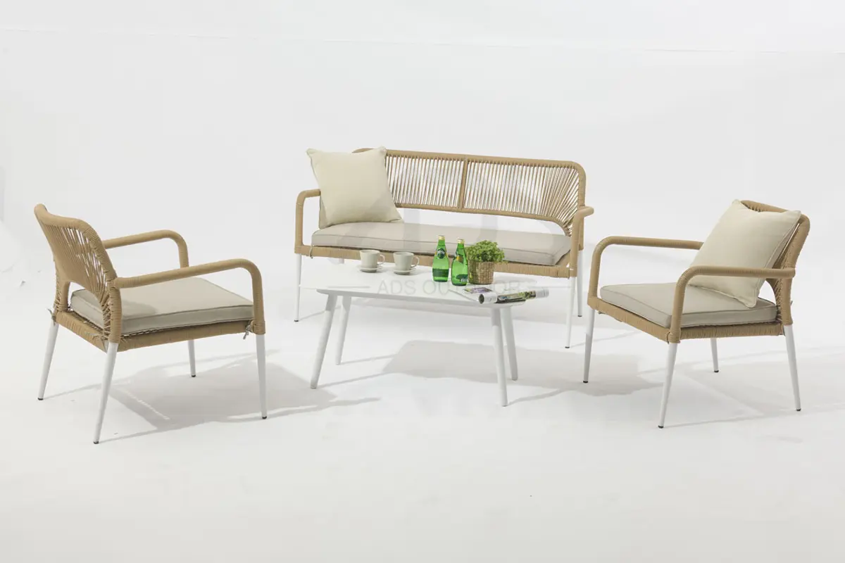 Cheap Outdoor aluminum twist wicker Gemini alum rattan sofa 4pcs set combines modern design Pricelist, Company
