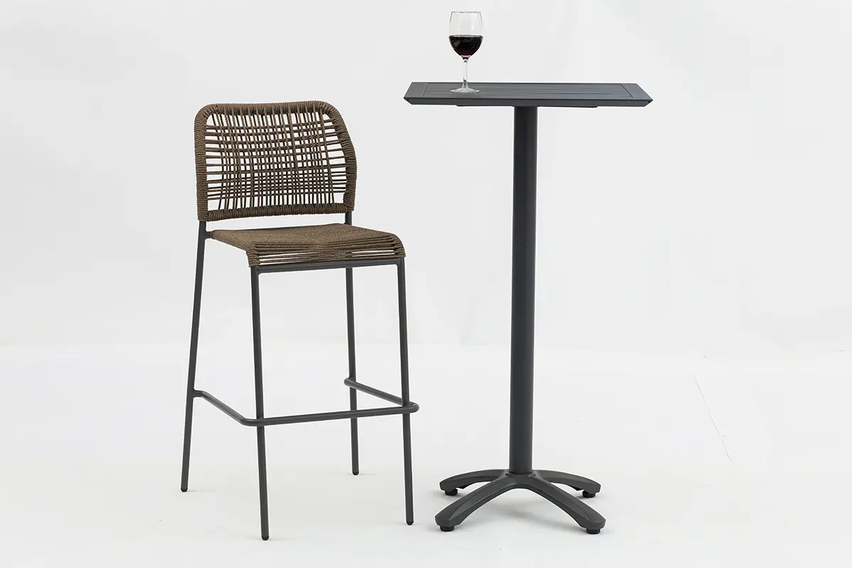 Best Modern Patio Bar Stool with PE Rattan Woven Backrest AD632068 Pricelist, Product