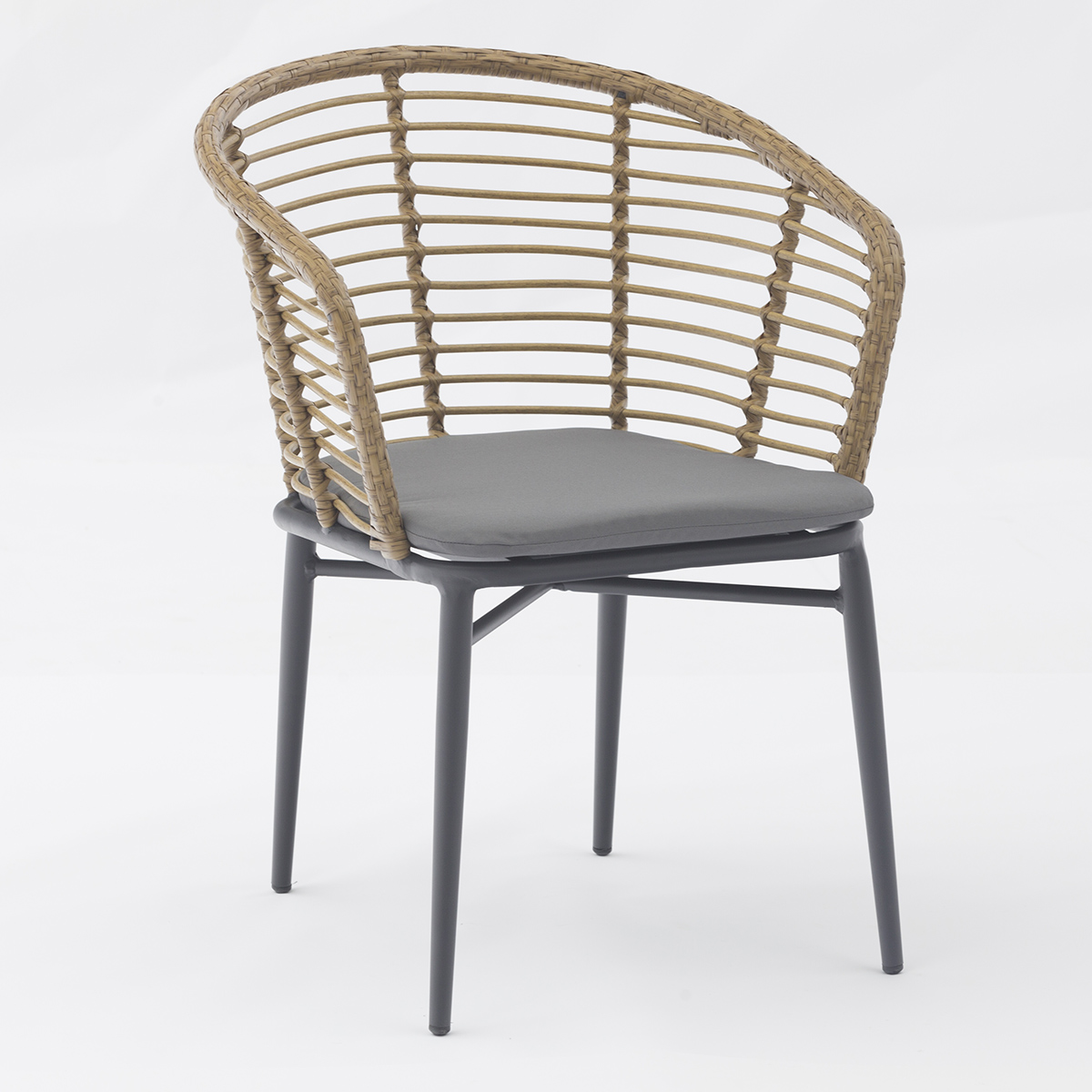 Outdoor dining stackable aluminum rattan bistro wicker chair - View 2