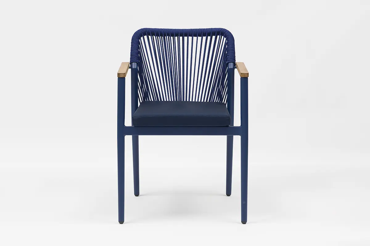 China Salta Modern Aluminum Olefin Rope Chair With Teak Armrests - AD942001 Supplier, Factory