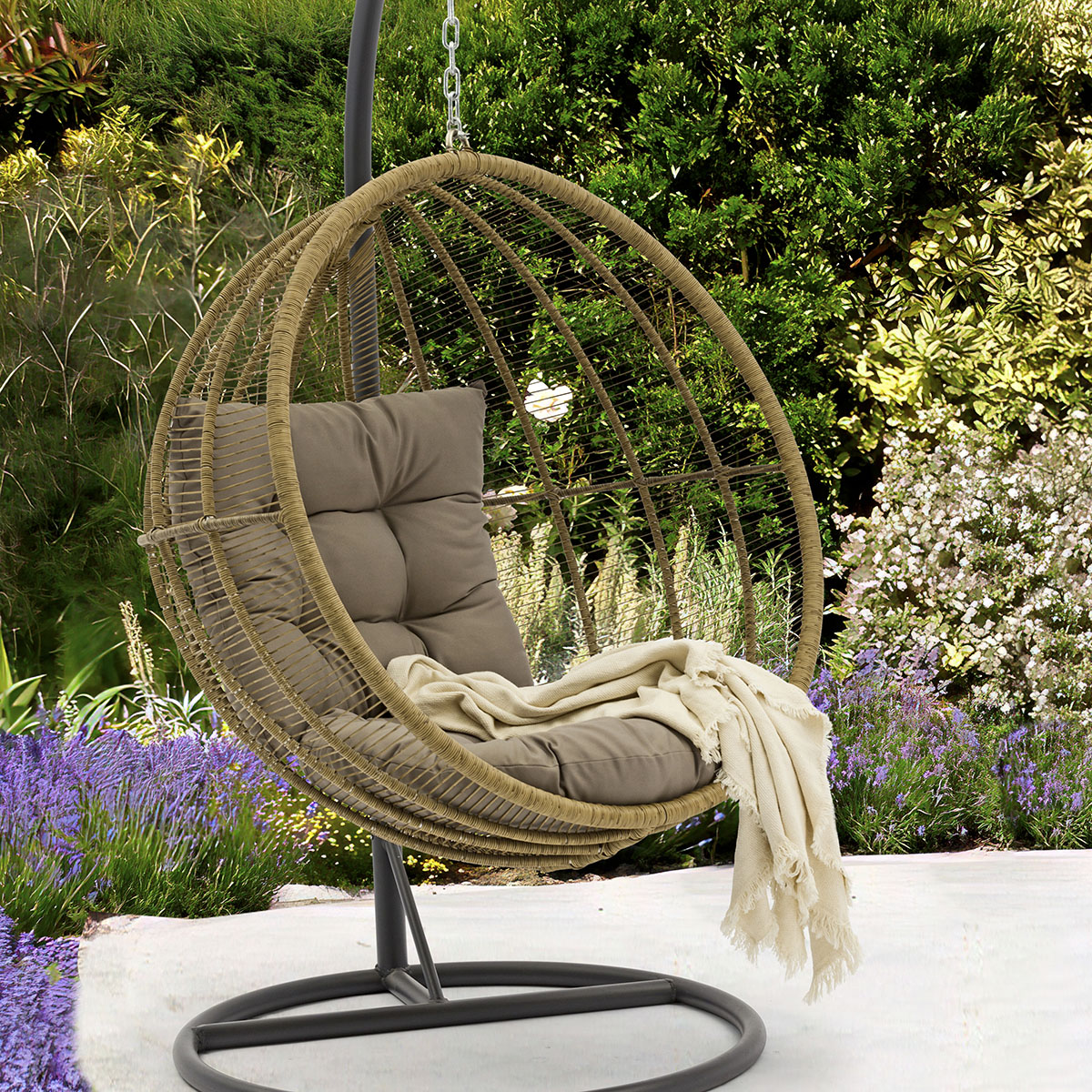 Luxury Outdoor Hanging Chair - Handmade Wicker Swing with Cushion -AD698011 (3)