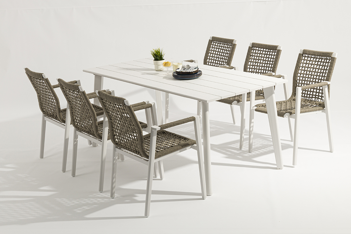 Elegant Outdoor Dining Set: 6 Chairs with Sleek All-Aluminum Table-AD551007+AD552009