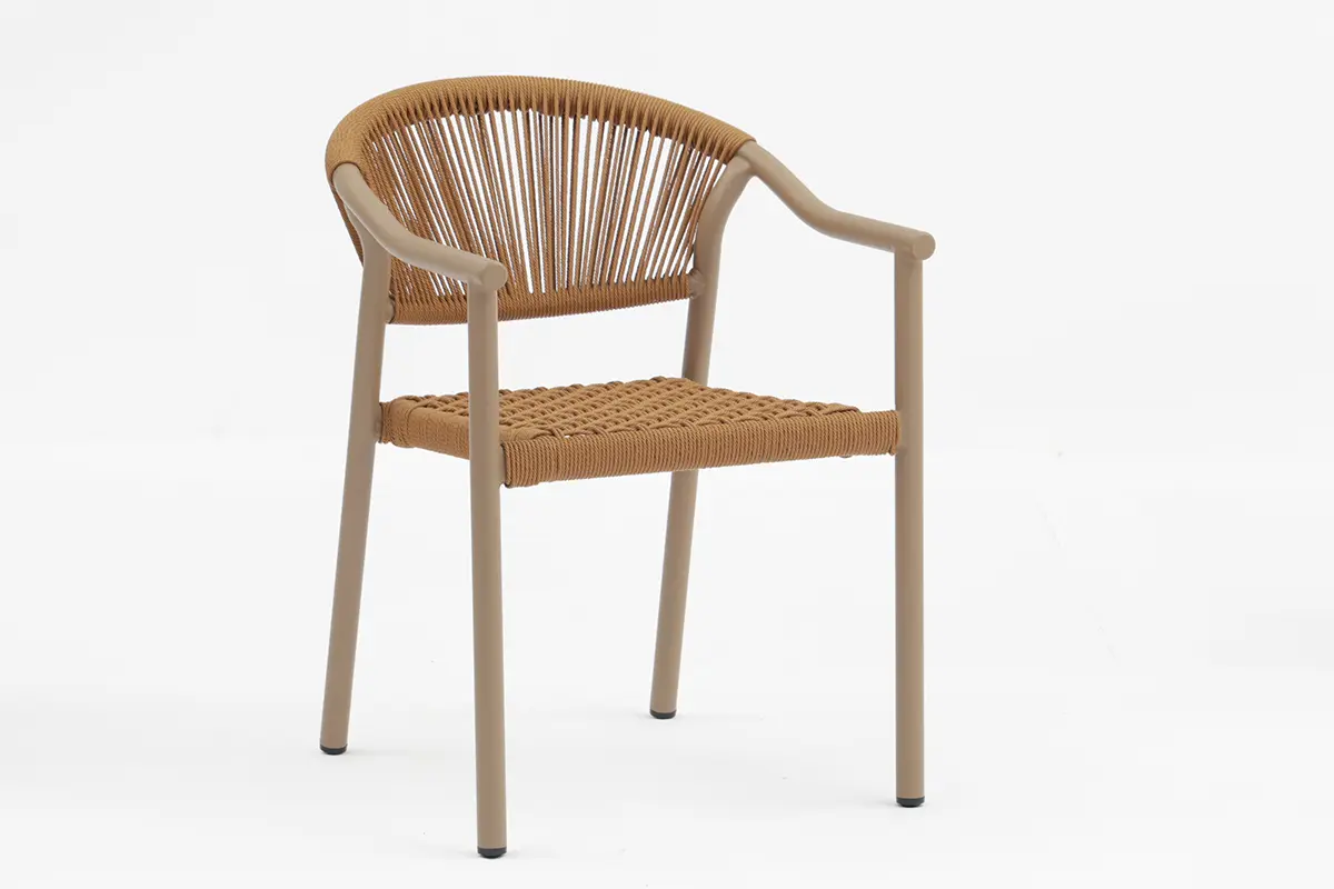 China Cephas Outdoor dining stackable aluminum rattan bistro wicker wooden look chair - AD642156 Exporter, Company