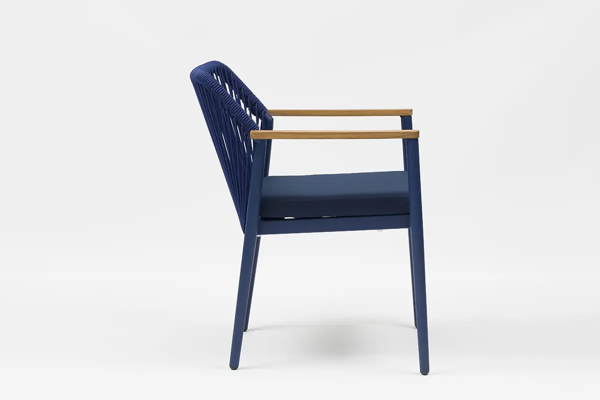 China Salta Modern Aluminum Olefin Rope Chair With Teak Armrests - AD942001 Supplier, Factory