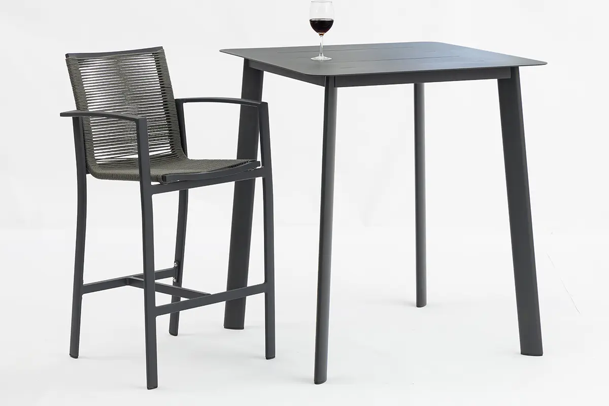 Cheap Outdoor barstool aluminum frame all-weather PE twist rattan weaven back bar stools AD722008B Supplier, Factory