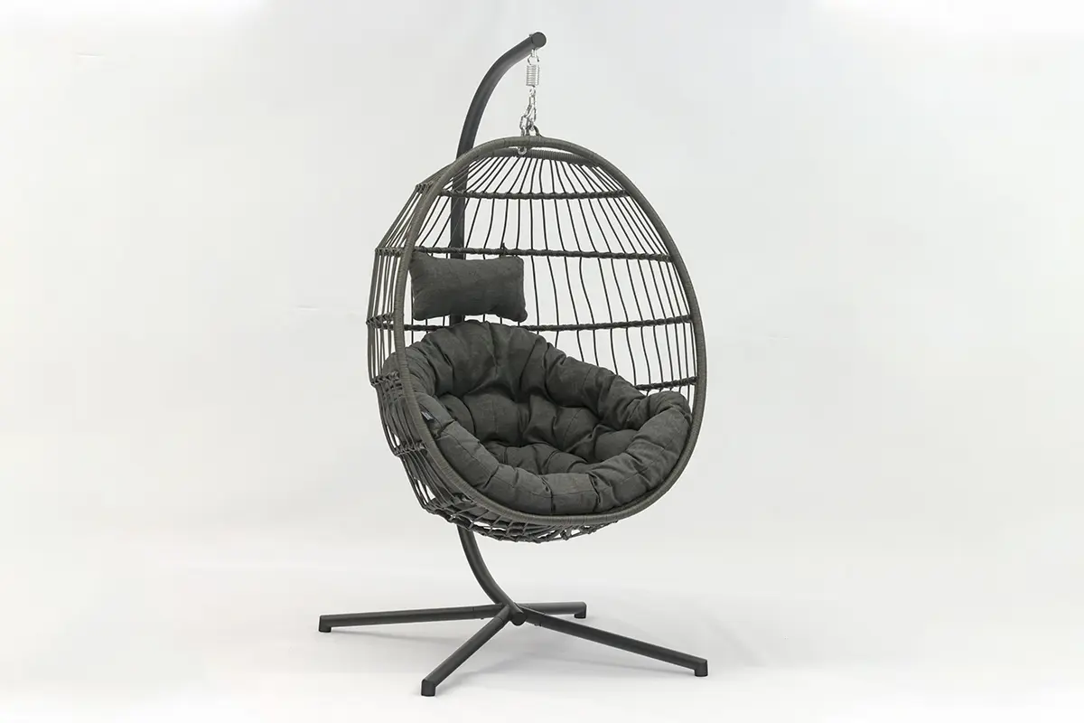 Famous Outdoor furniture Luxurious PE Rattan hanging chair with stand for garden AD698008-2 Suppliers, Company