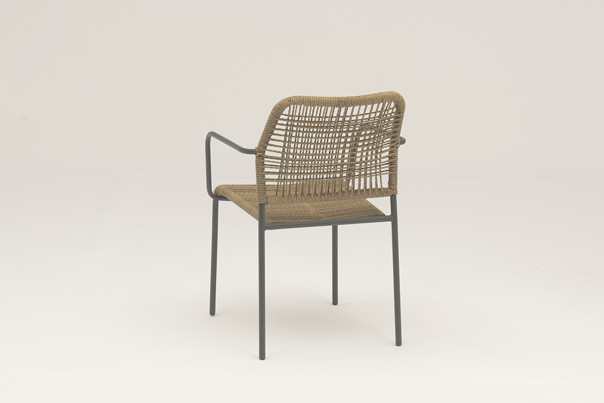 Outdoor dining stackable steel rattan bistro wicker chair