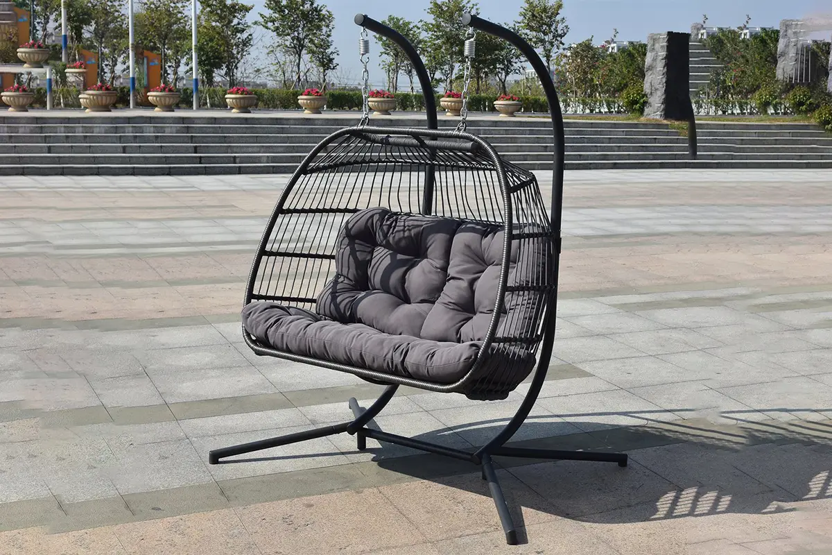 Cheap Outdoor Rattan Double Egg Chair Lover Fully Foldable Wicker Swing Chairs AD698012-OB Pricelist, Quotes
