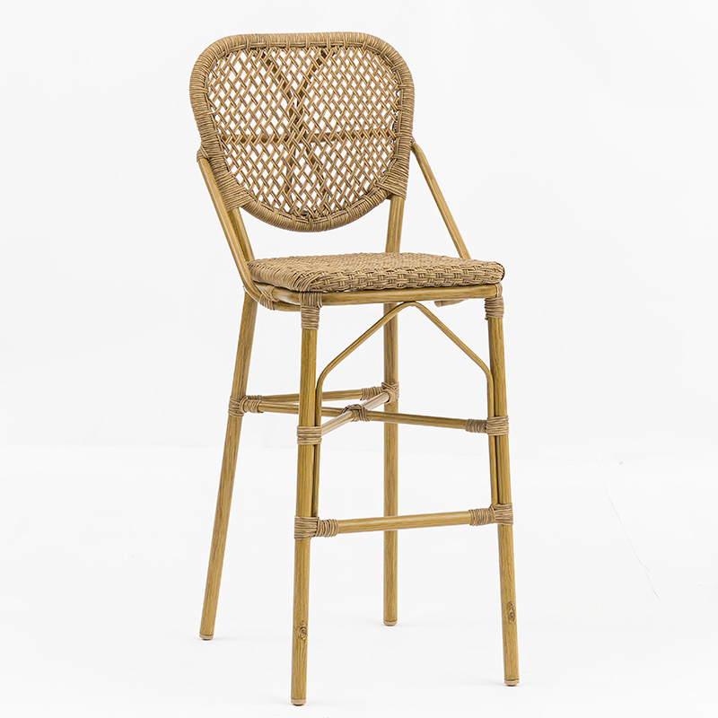Outdoor Handcrafted PE Wicker Bar Stool Bistro View 3