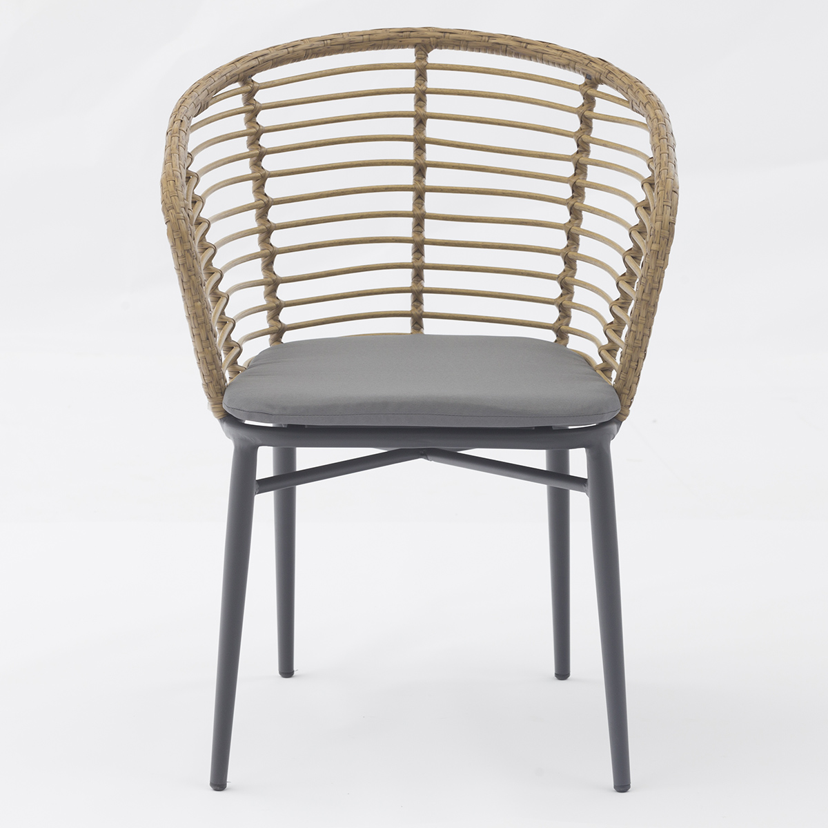 Outdoor dining stackable aluminum rattan bistro wicker chair - View 3