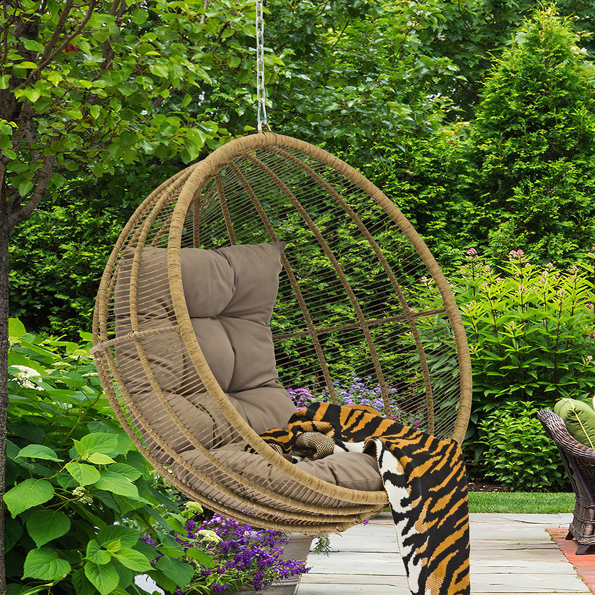 Luxury Outdoor Hanging Chair - Handmade Wicker Swing with Cushion -AD698011 (2)