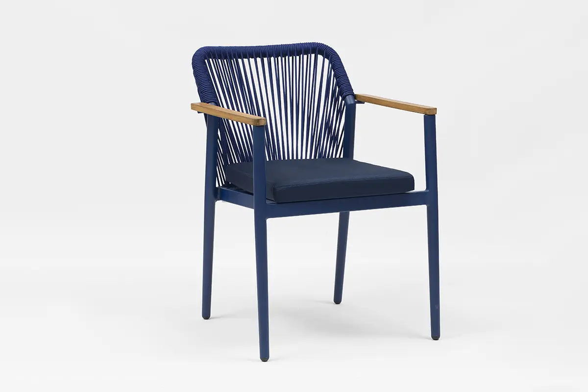 China Salta Modern Aluminum Olefin Rope Chair With Teak Armrests - AD942001 Supplier, Factory