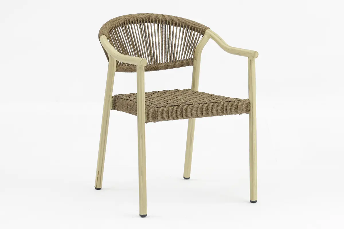 China Cephas Outdoor dining stackable aluminum rattan bistro wicker wooden look chair - AD642156 Exporter, Company