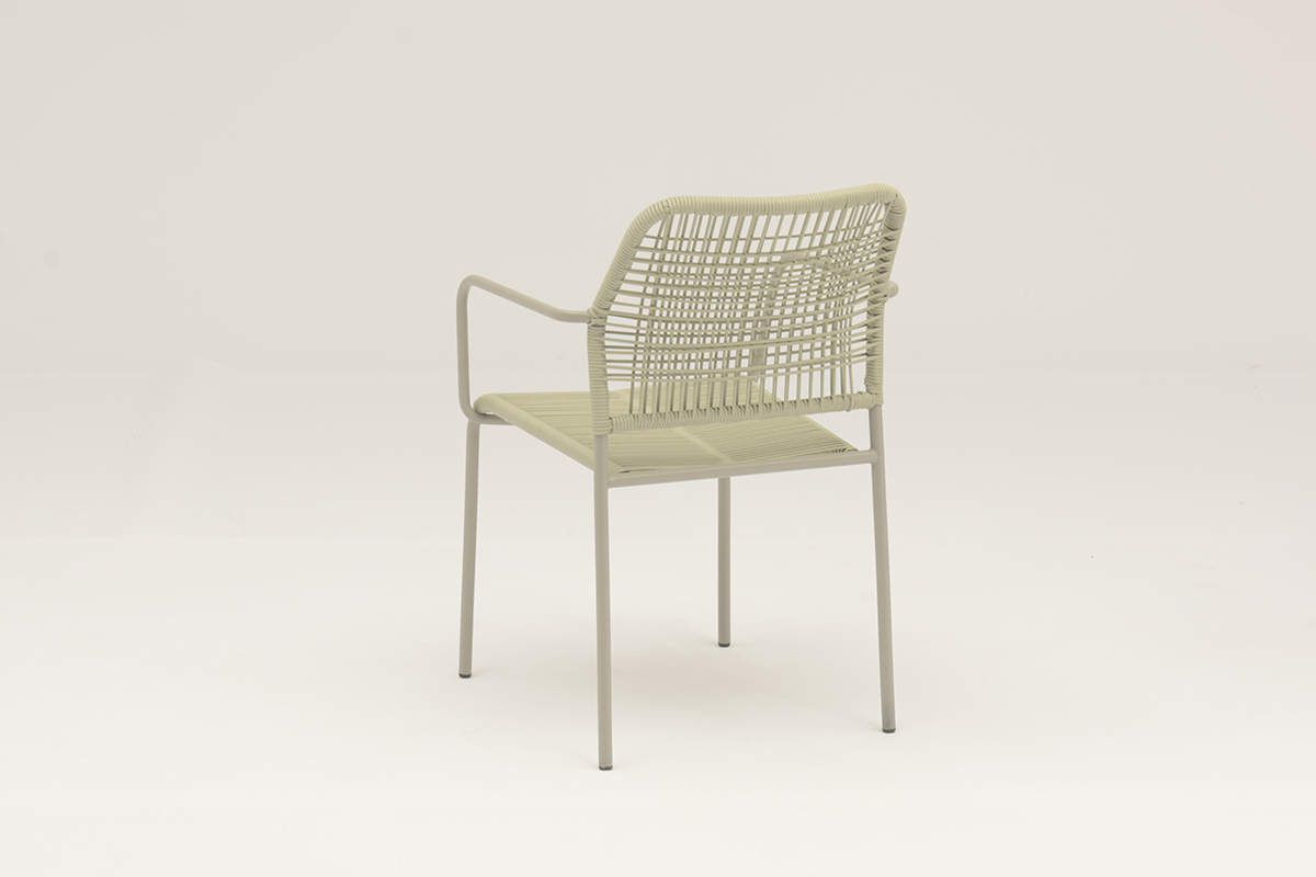 Outdoor dining stackable steel rattan bistro wicker chair view