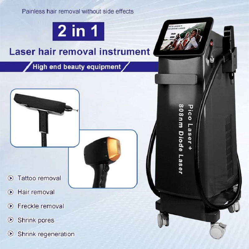 Advanced 2-in-1 Diode &amp; ND: YAG Laser Technology - Painless Hair/Tattoo Removal Device