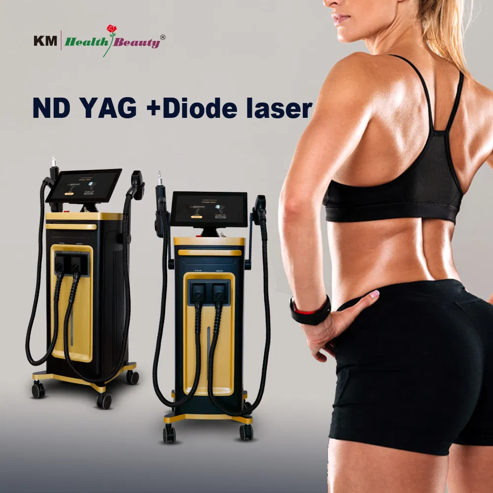 2000W 5 Waves Adjustable Spotsize ND YAG + Diode Laser 2 in 1 Machine USA Laser Skin Analysis Technology