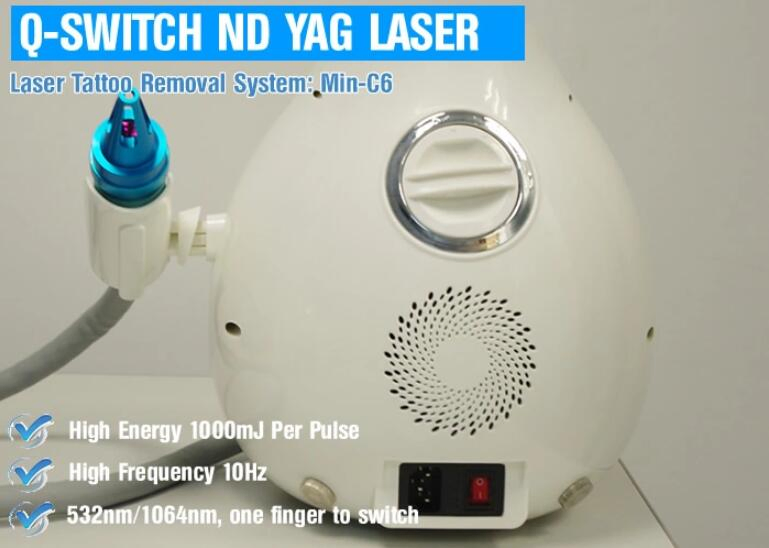 Portable Q-Switch ND YAG Laser Tattoo Remover Laser Eyebrow Removal Mini C6