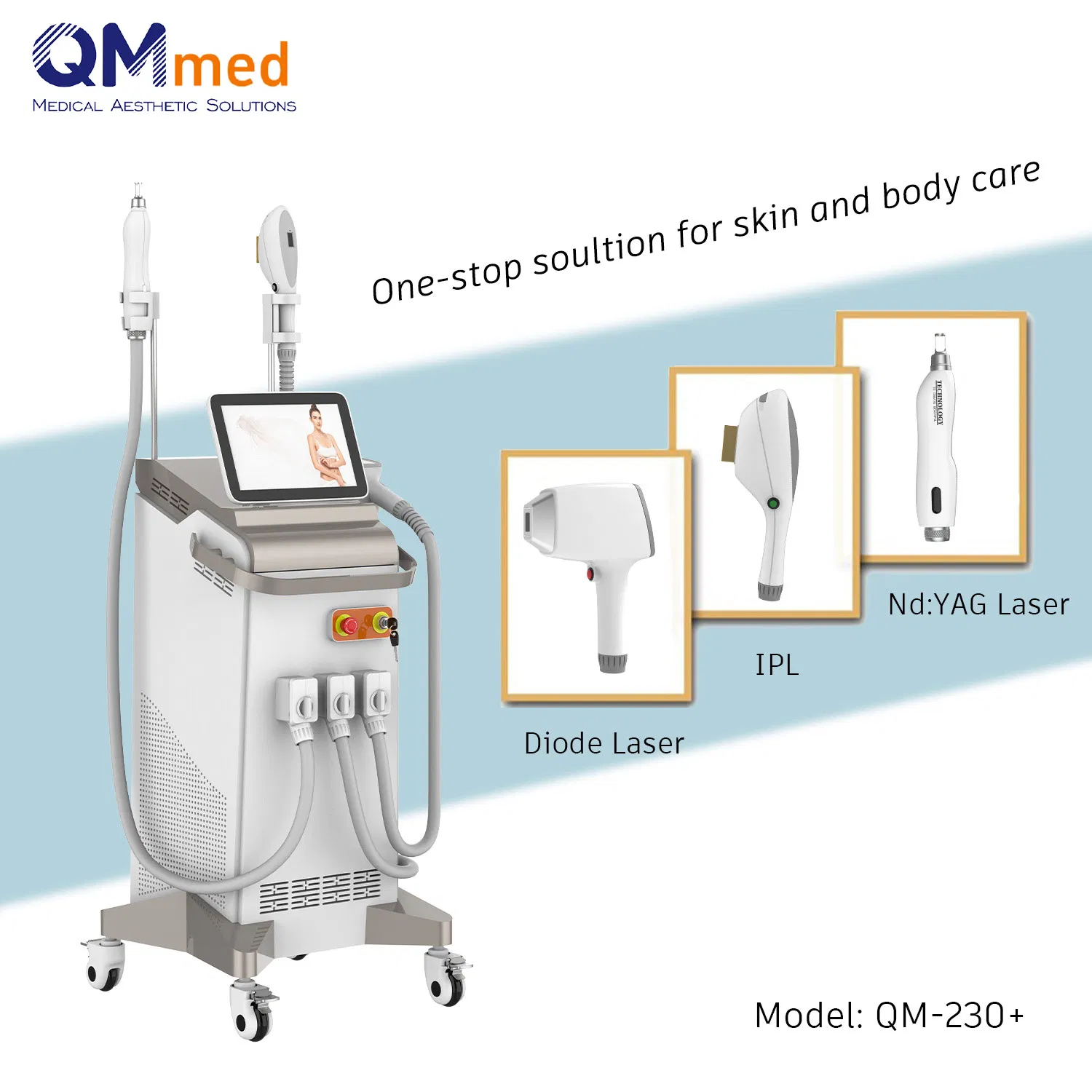 Latest Technology 3-in-1 4 Wavelengths Diode Laser Removal &amp; ND YAG Laser &amp; RF Skin Rejuvenation Machine