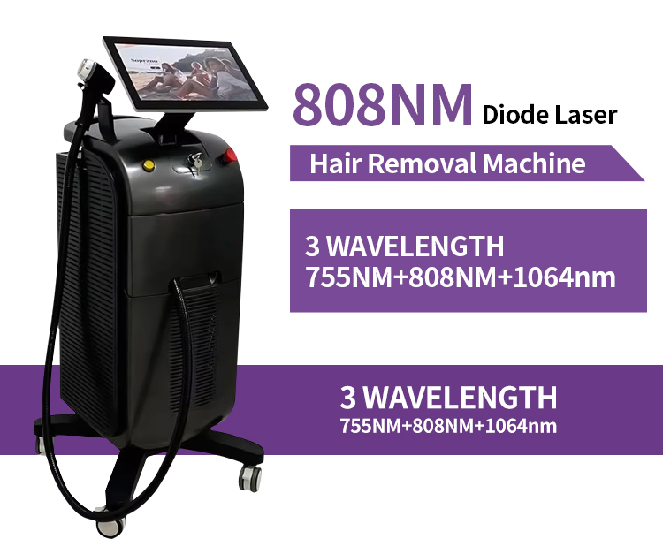 Advanced Vertical Diode Laser Hair Removal System with Ice Cooling with 755nm/808nm/1064nm Technology Diode Laser Hair Removal Device for All Skin