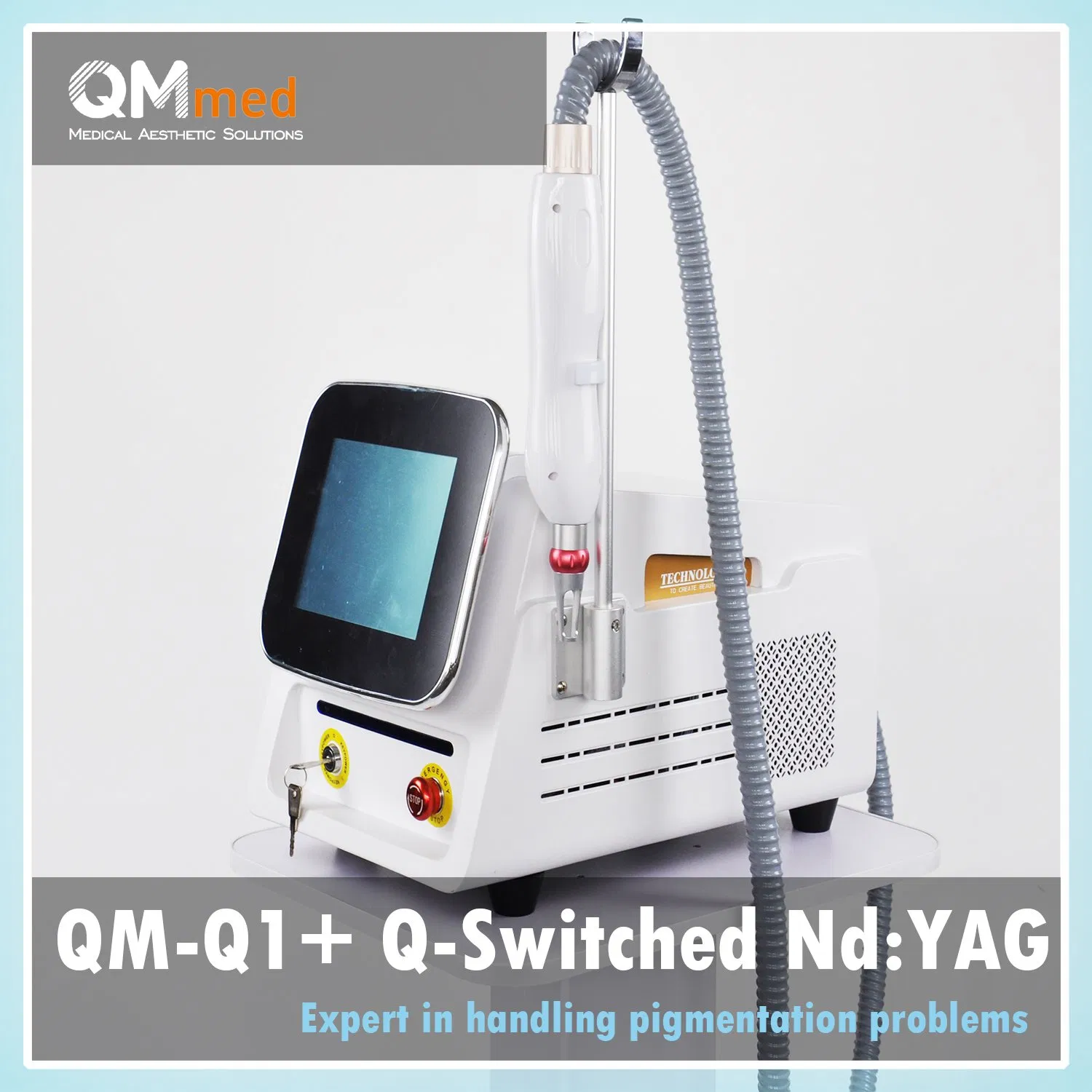 Professional Q-Switched ND: YAG Laser Machine for Tattoo Removal and Pigment Removal with 1064nm/532nm Dual/Triple Wavelengths, Medical Grade, Sal