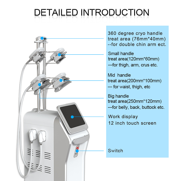Cryolipolysis Device -16 Degree 5 Freezing Handles Work Together Best Quality Fat Cell Remove