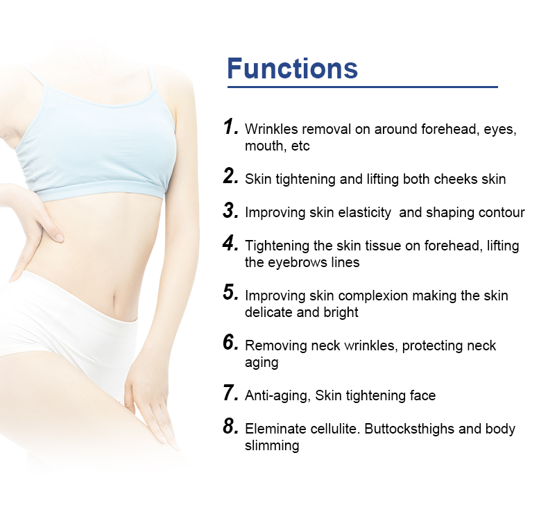 30000 Shots Hifu Machine Body Face Lifting and Mini Portable Face Rejuvenation 7 Cartridges 7D Hifu