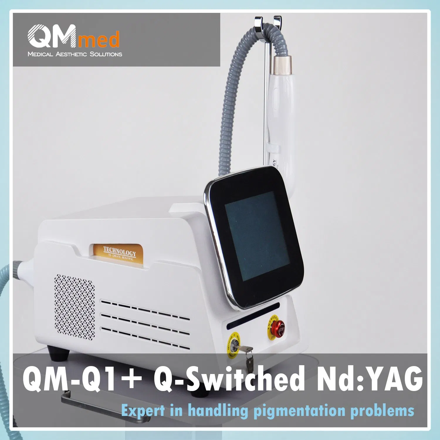 Professional Q-Switched ND: YAG Laser Machine for Tattoo Removal and Pigment Removal with 1064nm/532nm Dual/Triple Wavelengths, Medical Grade, Sal