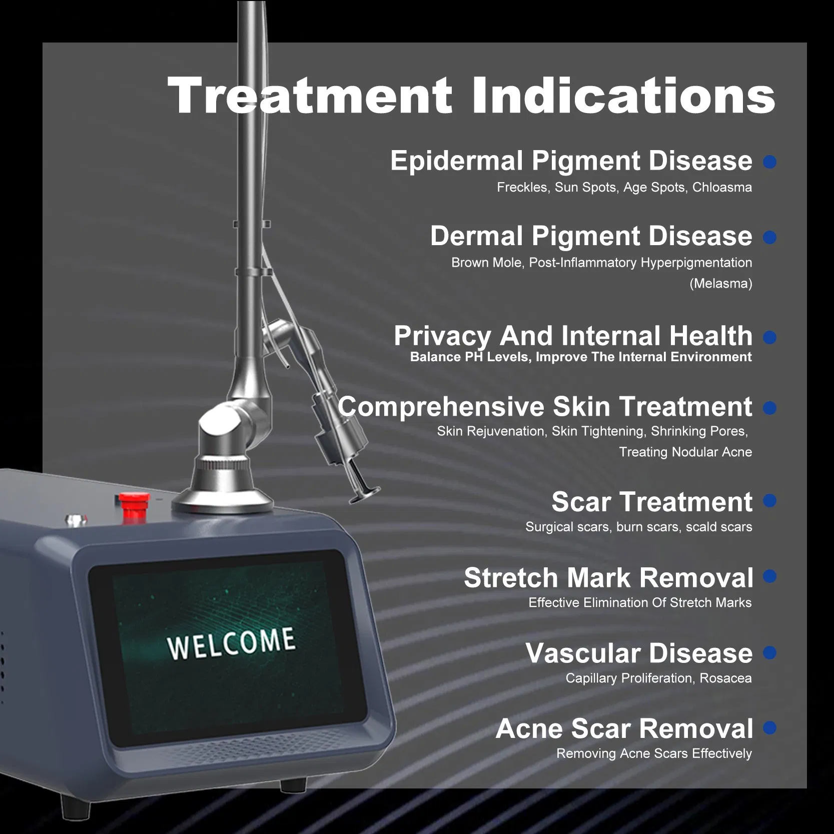 CO2 Fractional Laser Machine Skin Resurfacing Scar Removal Vaginal Stretch Marks Device Skin Tightening Equipment