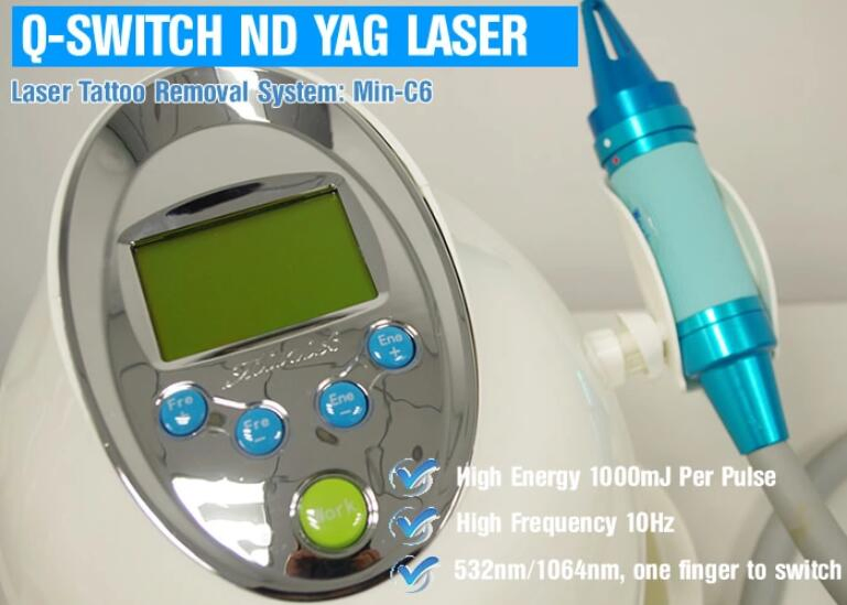 Portable Q-Switch ND YAG Laser Tattoo Remover Laser Eyebrow Removal Mini C6