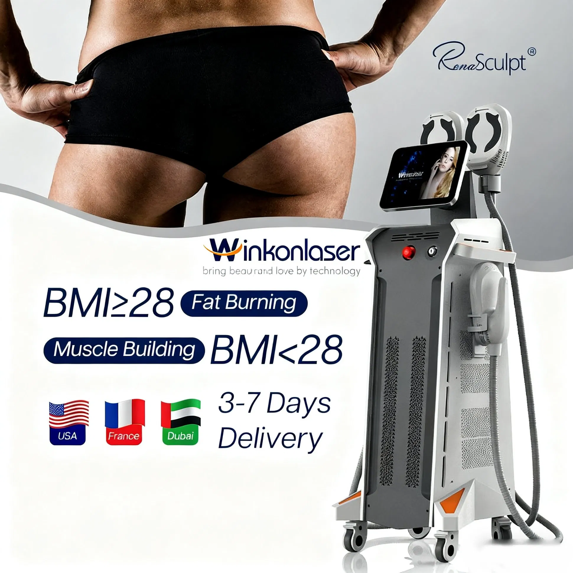 Advanced 15 Tesla EMS Muscle Stimulator with RF for Body Slimming