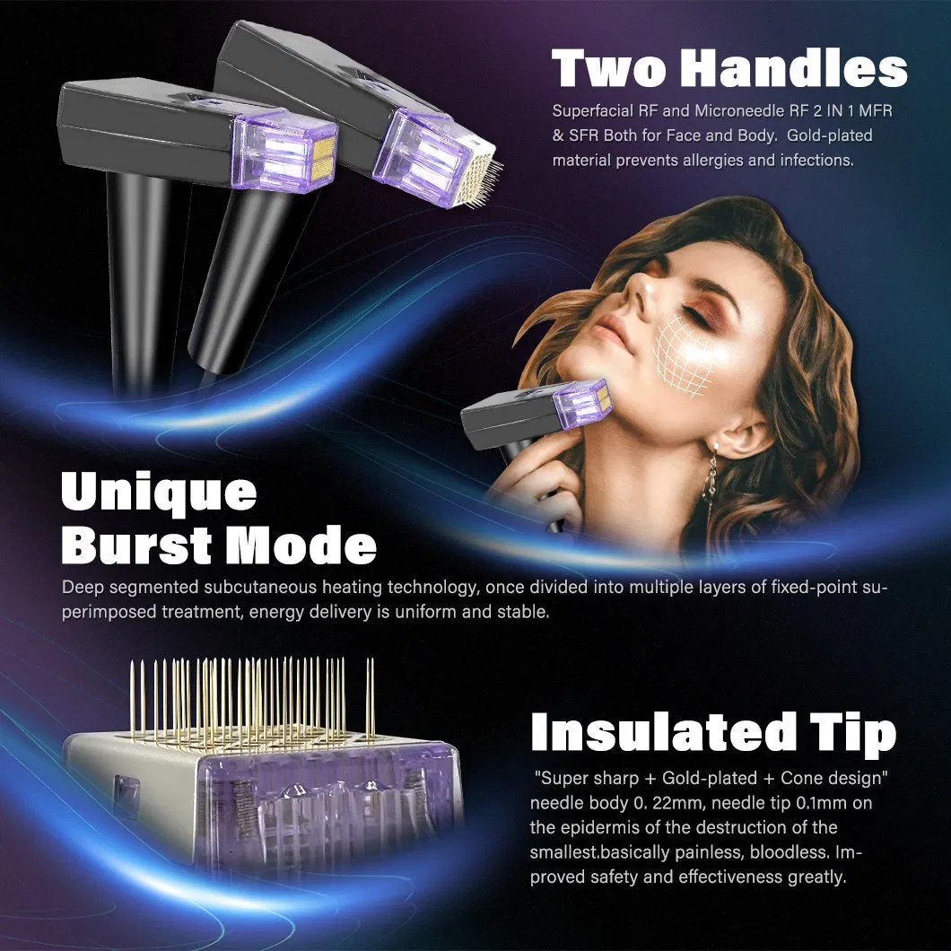 Gold Plated Needle Acne Scar Removal Morpheus8 Fractional RF Microneedle Beauty Equipment