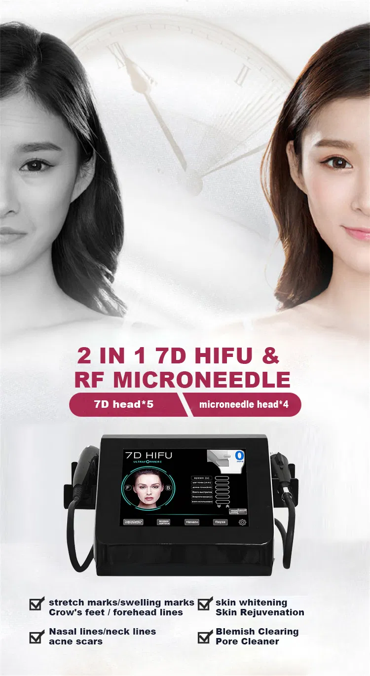 2 in 1 Multifunctional Hifu RF Microneedling Body Slimming Skin Tightening Needle RF Removes Acne Scars Microneedle Beauty Hifu Device