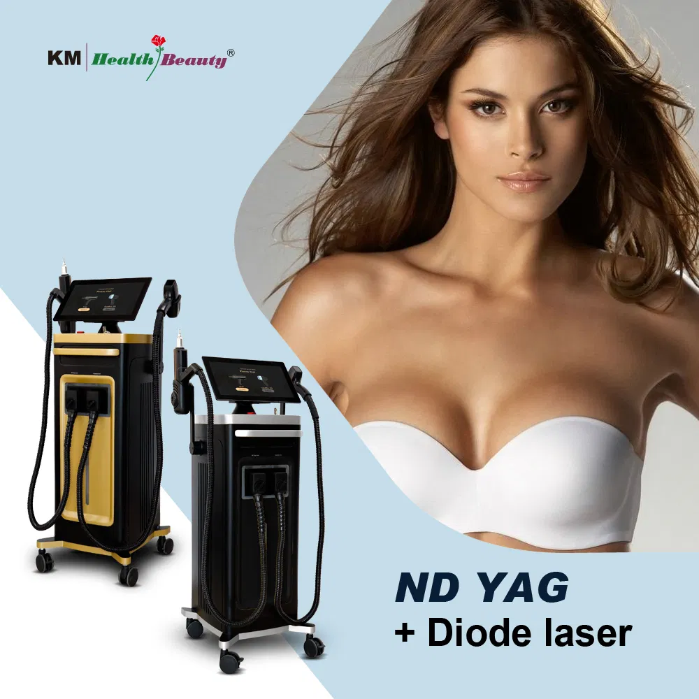 2000W 5 Waves Adjustable Spotsize ND YAG + Diode Laser 2 in 1 Machine USA Laser Skin Analysis Technology