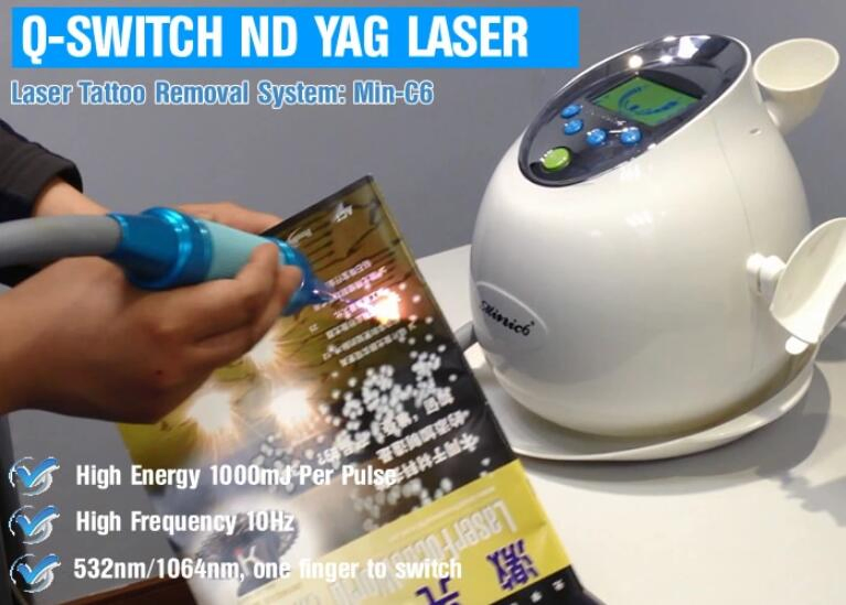 Portable Q-Switch ND YAG Laser Tattoo Remover Laser Eyebrow Removal Mini C6