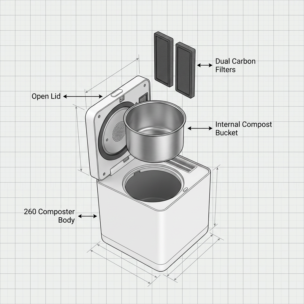 New Design Silent Household Kitchen Waste Composting Machine with Multigrind Technology and Carbon Filter for Garden Use