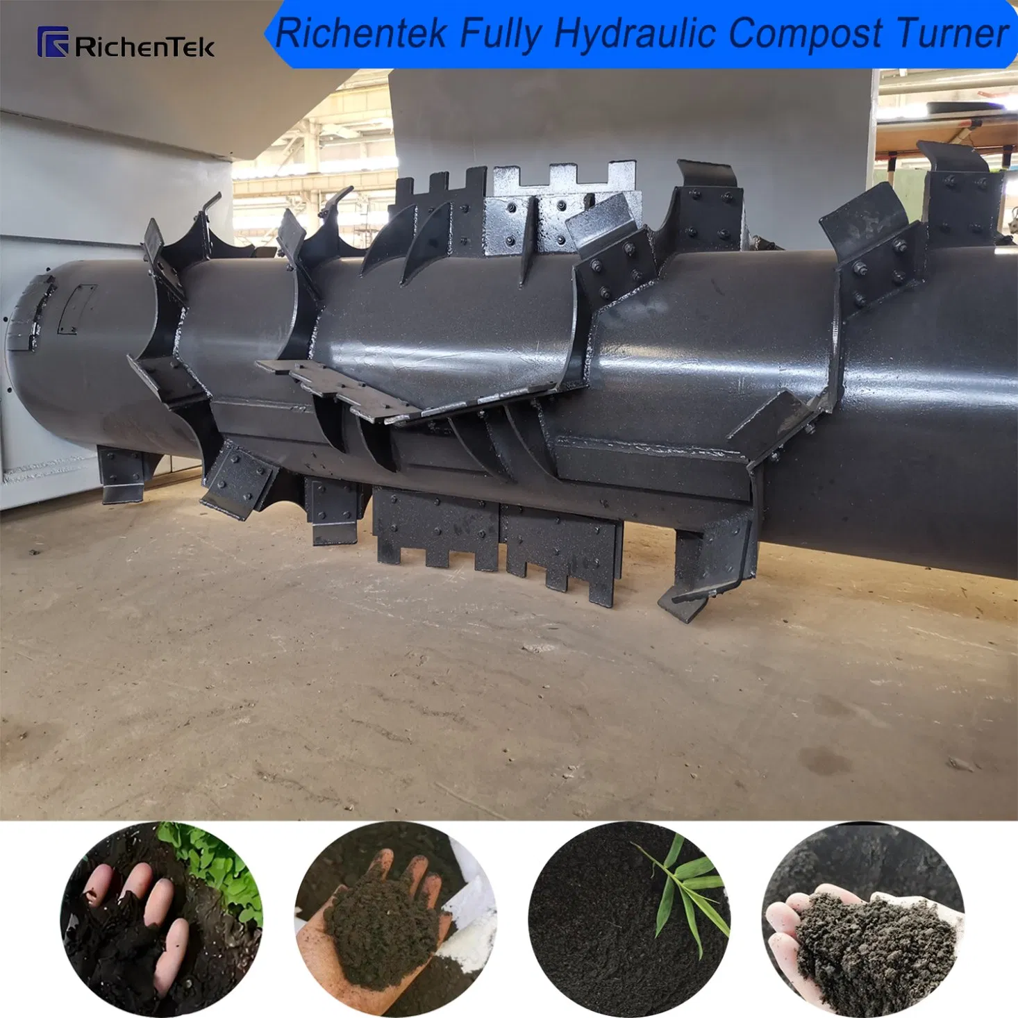 Wheel-Type Compost Turner Machine for Poultry Waste - Efficient Cow Dung and Chicken Manure Composting Equipment
