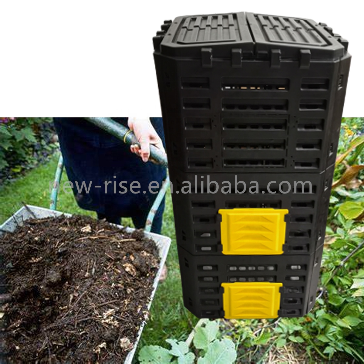 500L Garden Yard Outdoor Composter for Garden Yard Waste Leaf Collection Food Container Garden Compost Bin