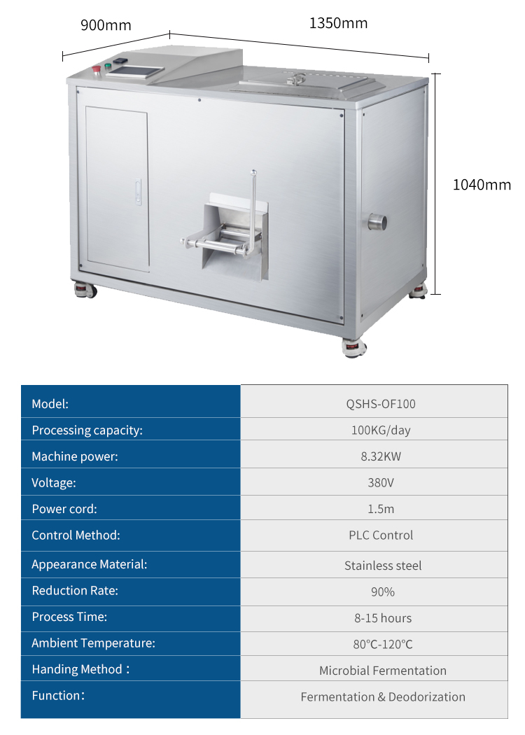 100KG Commercial Organic Food Waste Composting Machine Kitchen Food Waste Recycling Food Waste Disposer