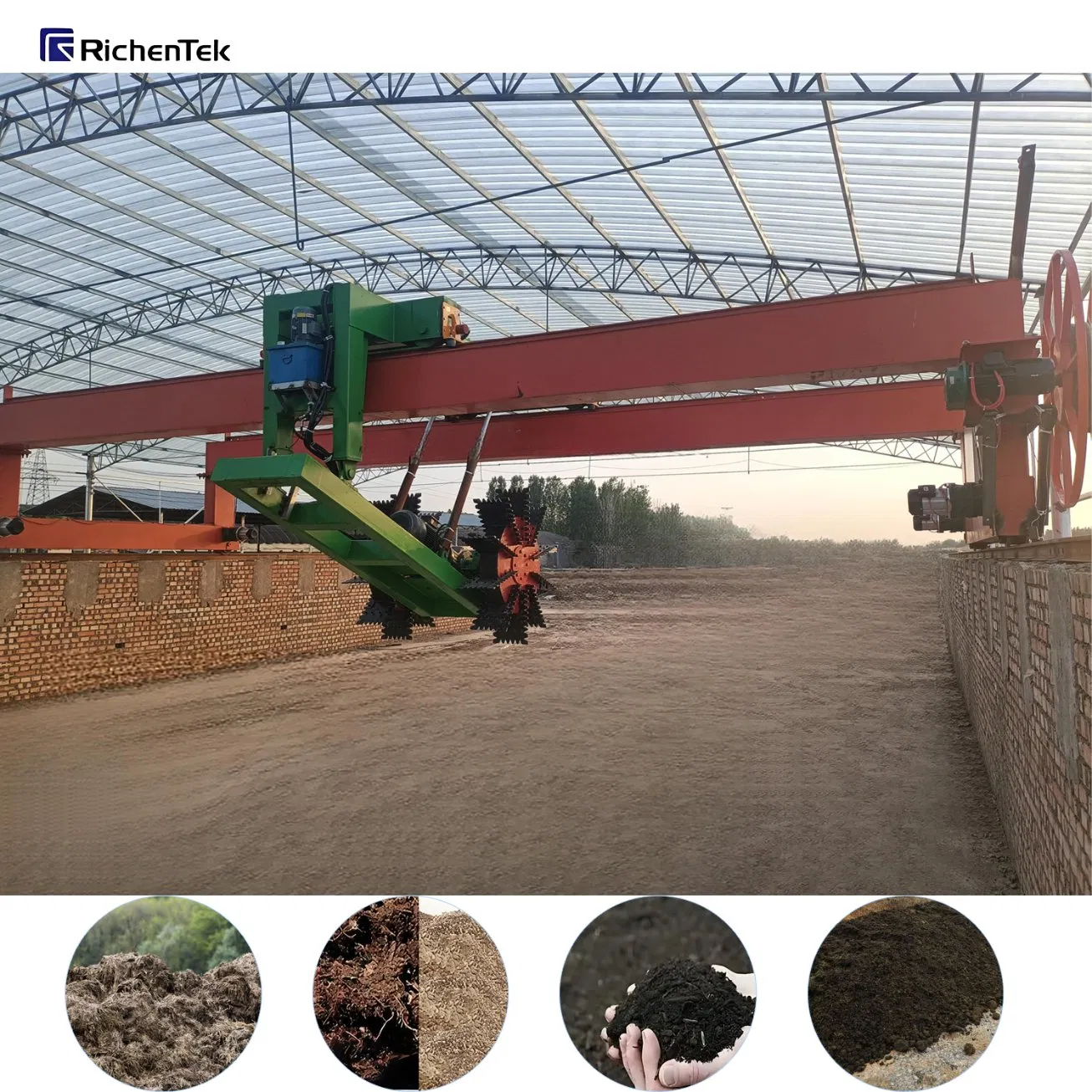 Wheel Disc Compost Turner Machine for Fermentation - Large-Scale Organic Waste &amp; Livestock Manure Composting Equipment