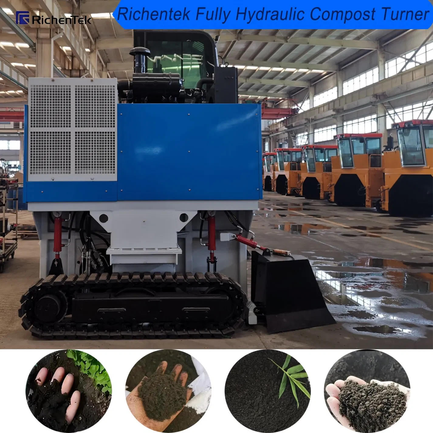 Wheel-Type Compost Turner Machine for Poultry Waste - Efficient Cow Dung and Chicken Manure Composting Equipment