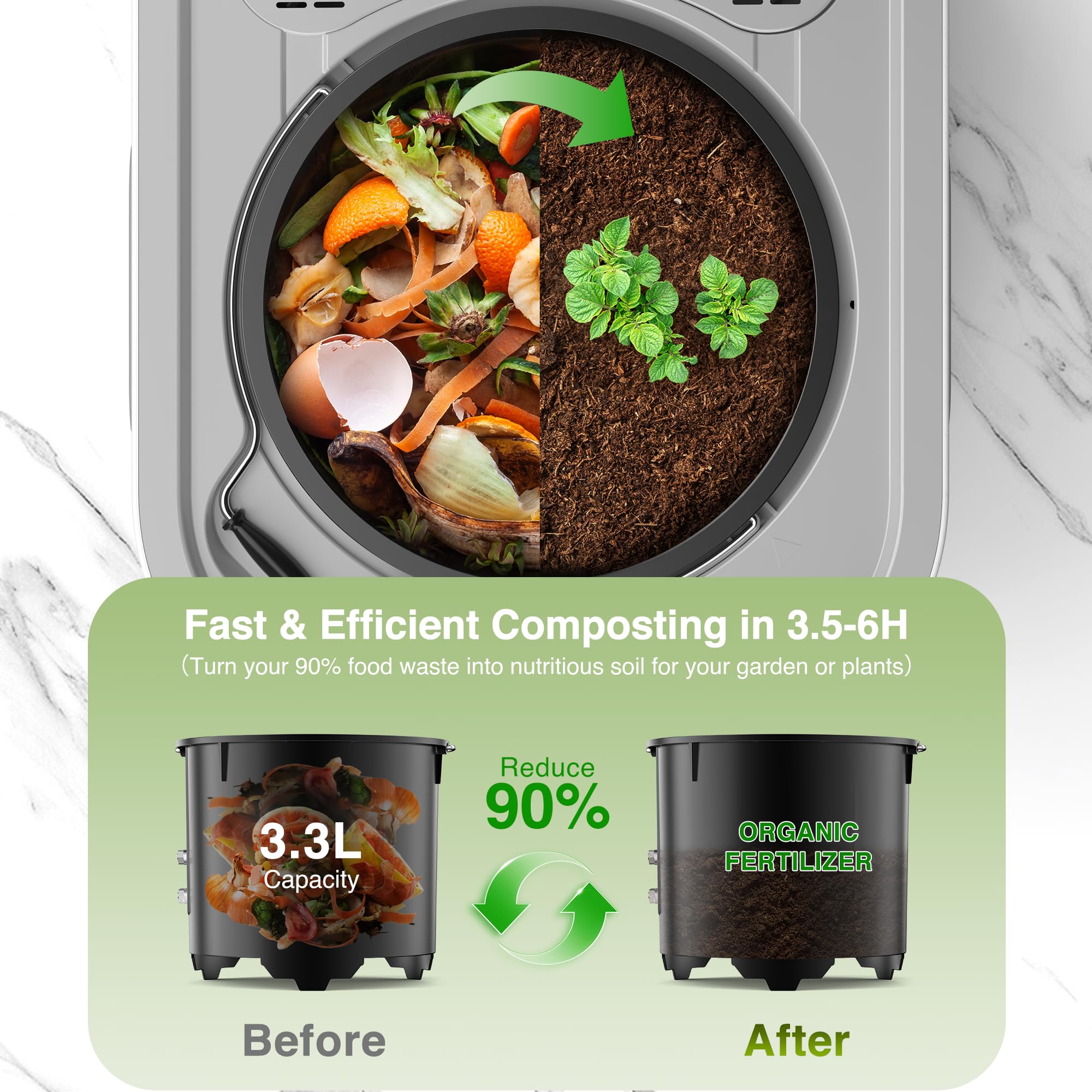 Commercial Food Waste Composting Machine LED Display Food Waste Composter Korea 2.5L Composter Machine Food Waste for Home