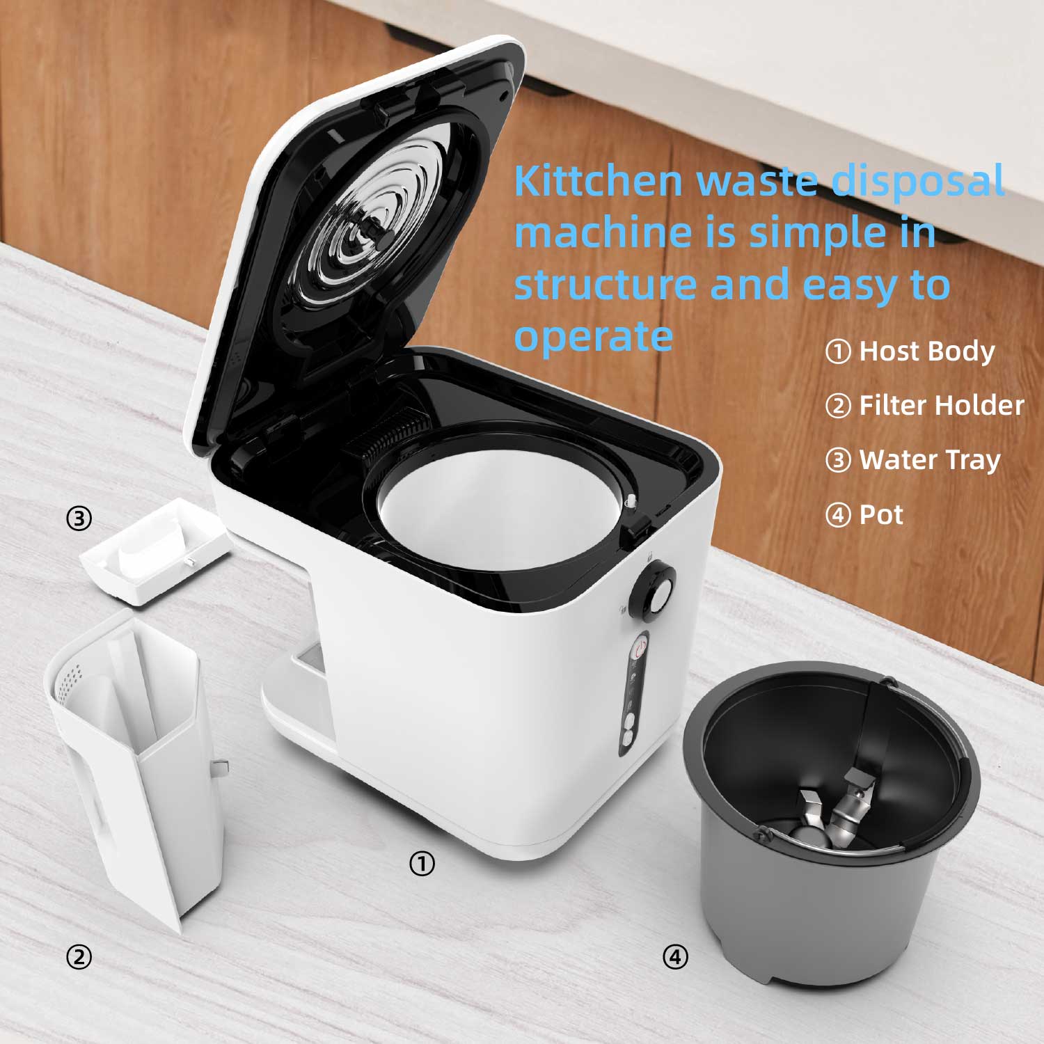 CE 220V 3L Electric Composter Kitchen Smart Compost Bin Household Food Waste Processor